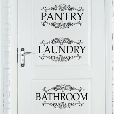 3 Pcs Pantry Sign Wall Decor, Laundry Bathroom Sign Wall Decor, Large Black Art