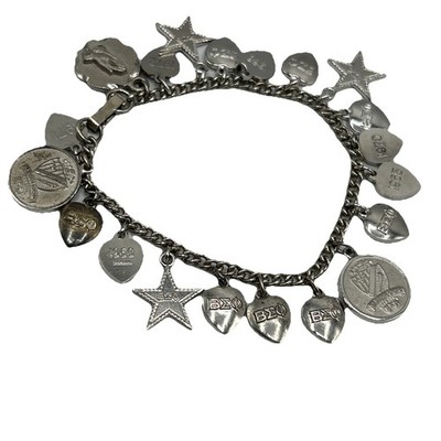 Vintage 60er 70er MCM Sterling 925 Schwesternschaft Beta Sigma Phi 20 Bettelarmband geladen