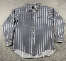 Vtg Wrangler Western Long Sleeve Button Up Cotton Shirt 17-35 XL/2XL Distressed