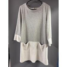 Anthropologie Lili's Closet Gray French Terry Dress - M Pockets Long Sleeve Knit