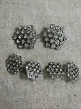 Vintage Rhinestone Buttons Circle Prong Set Repurpose Shank