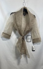 Adrianna Papell Women's Organza Wrap Jacket Champagne Sheer Tie Front NWT XS