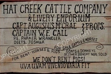 Lonesome Dove Hat Creek cattle Co. Metal Tin Sign  8 x 12  Vintage Retro Look