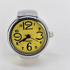 Yellow Dial Ring Watch Women Analog Quartz Watch Stretch Band Finger Watch
