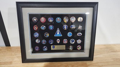 rare Winco framed collection of NASA ''Excellance in Space'' insignia pins