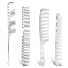 Metal Comb for Men, 4 Aluminum Dressing Professional Barber Types Medium 