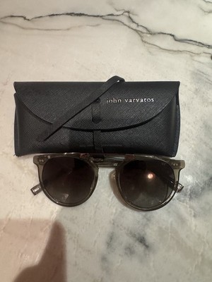 John Varvatos Men's Round Sunglasses Gray Plastic Frame Gray Gradient Lens