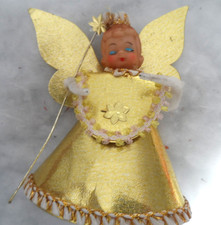 Vintage Christmas Tree Topper - SMALL GOLD CARDBOARD FOIL ANGEL - 4-1/2"