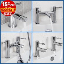 Modern Chrome Bathroom Sink Twin Taps Bath Filler Shower Mixer Basin Mini Mixer