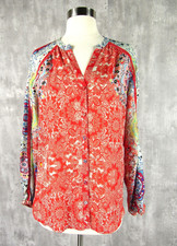 Johnny Was Small S 100 Silk ELLEN Boho Print Tunic Blouse Top