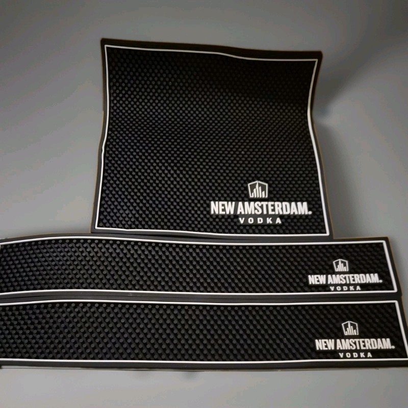LOT 3 New Amsterdam Vodka Bar Mats Black Square Rail Rectangle Slim Rubber 2025