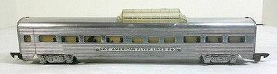 American Flyer #662 Streamlined Aluminium Illuminated Vista Dome Passenger Car