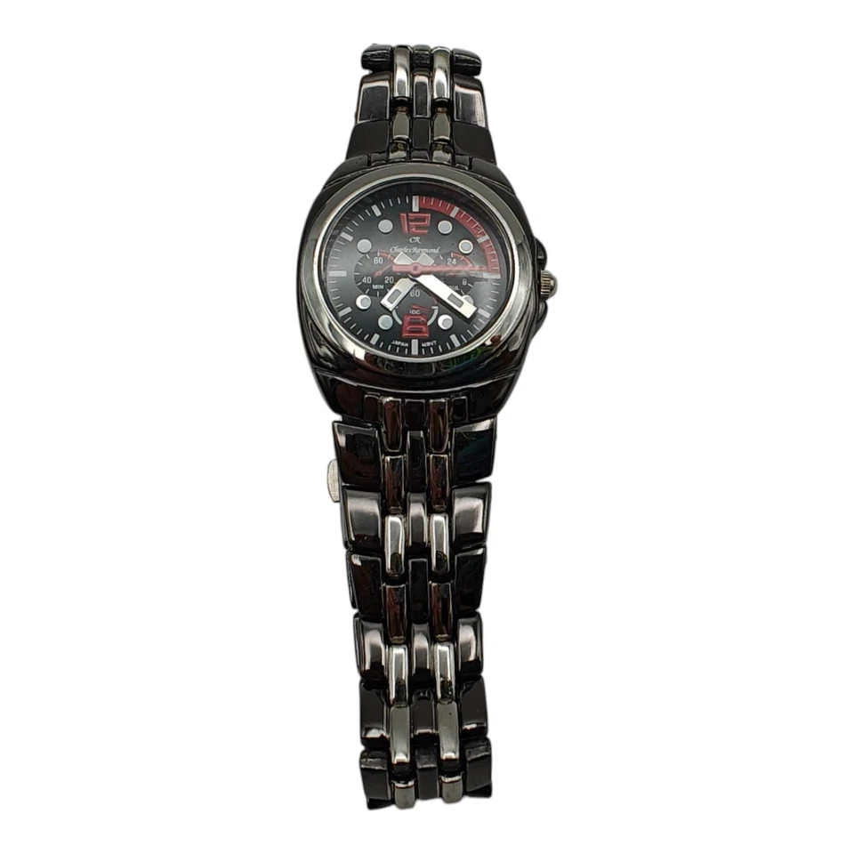 Reloj Charles Raymond Damas Tono Plateado con Cara Negra NO PROBADO Foto 2 de 4