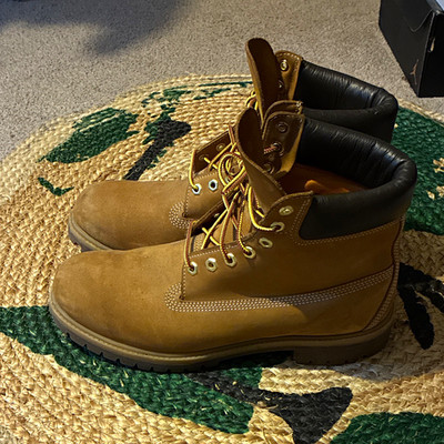Timberland Men's Brown/Black Nubuck Ankle Work Boots Lace-Up Round Toe 11.5.