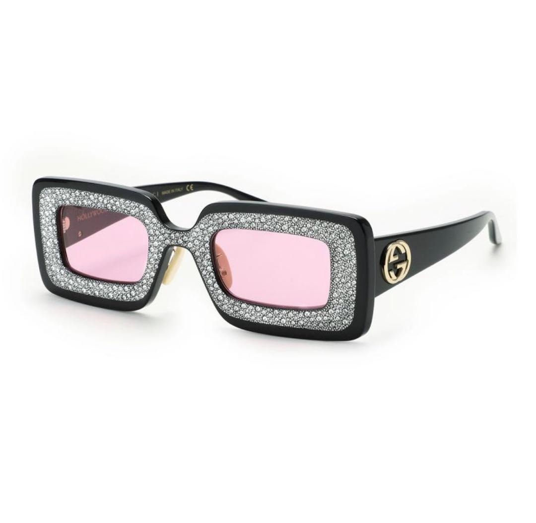 GUCCI Hollywood Forever Rectangular Sunglasses Bl… - image 1
