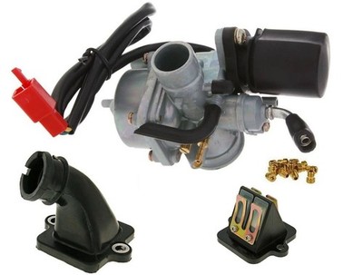 17,5mm Vergaser PHVA + Ansaugstutzen Racing Membranblock Peugeot 50 2T liegend