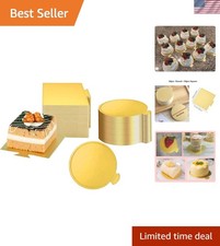Mini tableros de pastel dorados redondos y cuadrados para mousse cupcakes base papel pla...