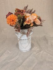 Rustic Rose, Orange & Pink Metal Urn Artifical Flower Arrangement
