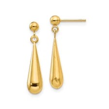 14k Yellow Gold Madi K Childrens Tear Drop Dangle Earrings