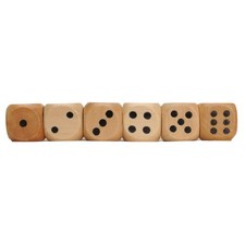6 Wooden Dice Set Rounded Corners 16mm Black Pips Board Games Bulk