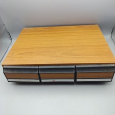 3 Drawer 42 Tapes Vintage Cassette Tape Faux Wood Grain Storage Case Holder