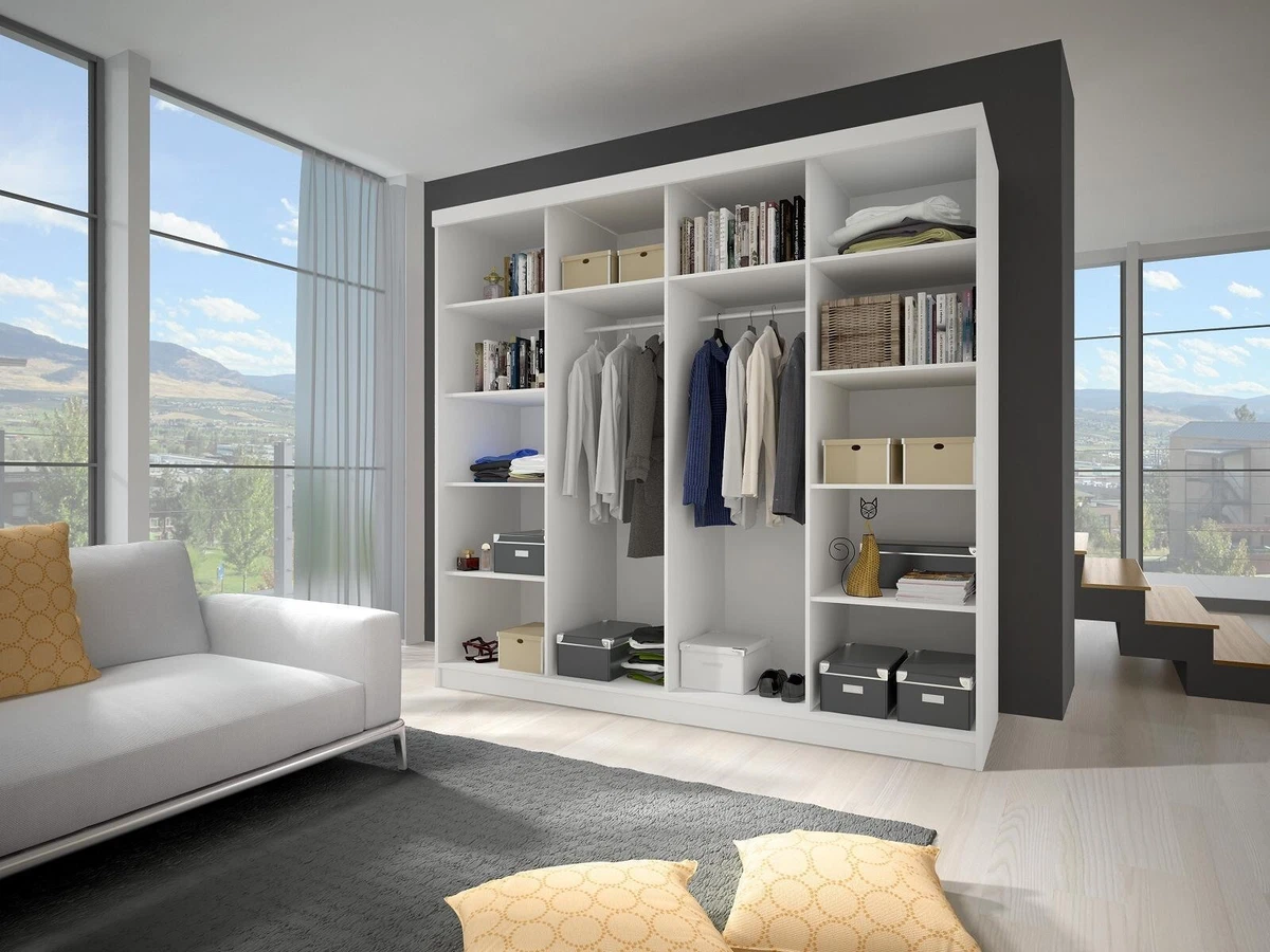 Brand New Modern Mirrored Sliding Door Wardrobe Multi 31 in Black 233cm
