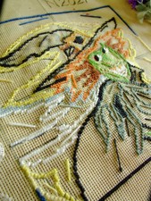 Funny Abstract Clown Unique Hand Crafted Preworked Needlepoint Canvas