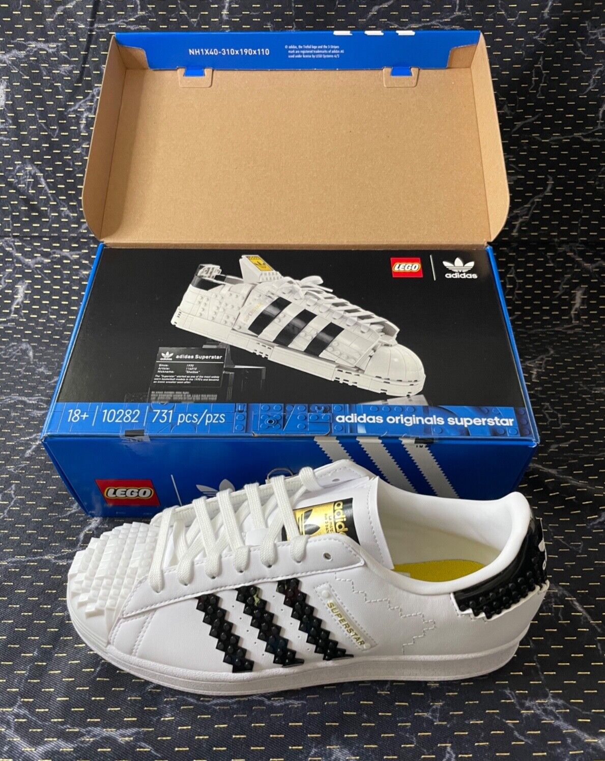 Adidas Originals Superstar Lego shoes and Lego set