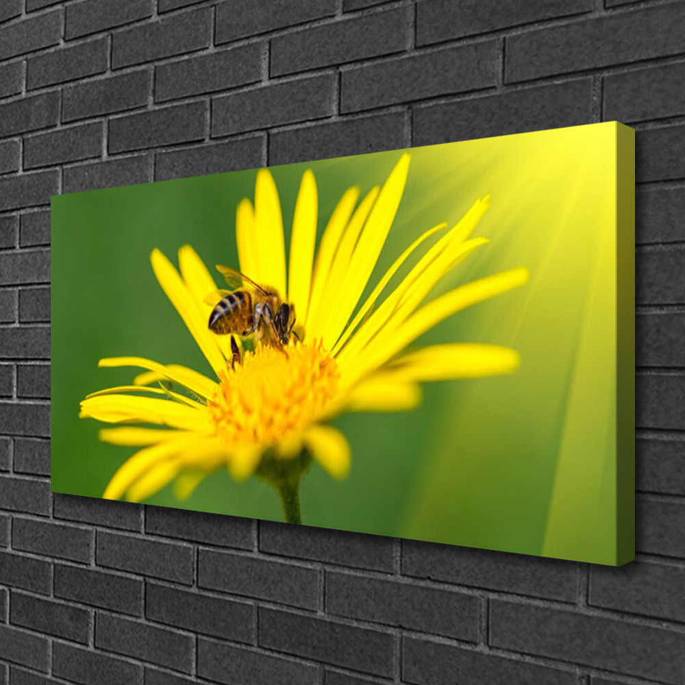 Impression sur toile haut de gamme fleur et guêpe châssis bois 100x50