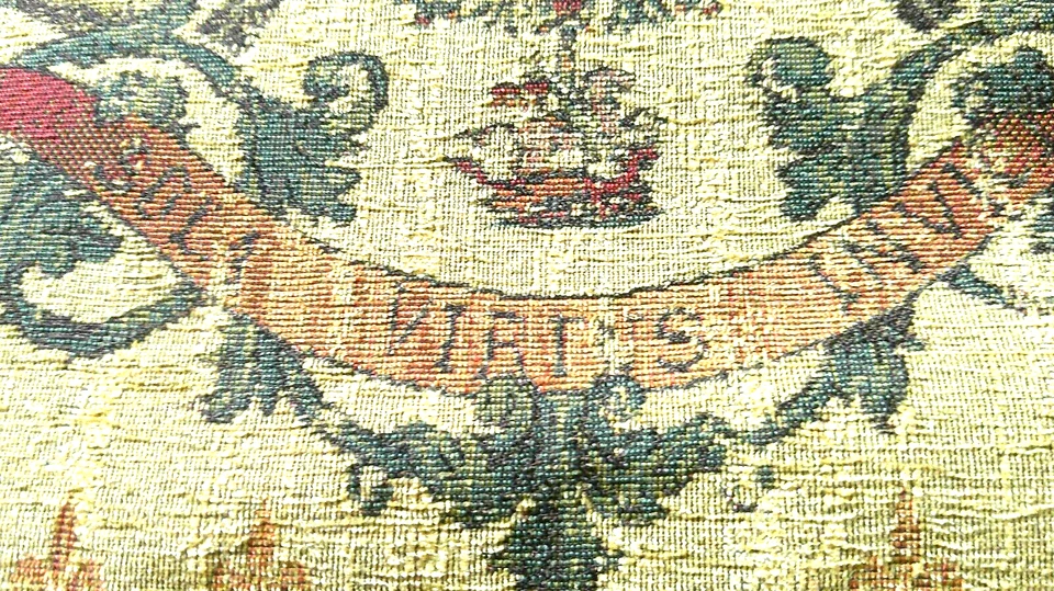 Vintage Tapestry Armorial Pillow Fronts "Coat of Arms" Stallion/Lion 18x18 Latin - Image 3 of 4