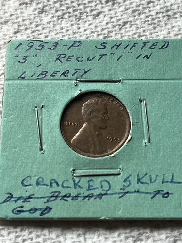1953 Lincoln Wheat Cent Penny - Multiple Obverse Errors - See Photos
