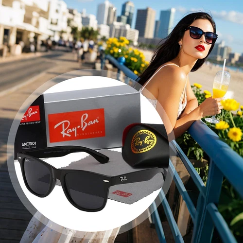 New Ray Ban Sunglasses Rectangular Polarized Sunglasses Black Frame UV Blocking - Bild 6 von 31
