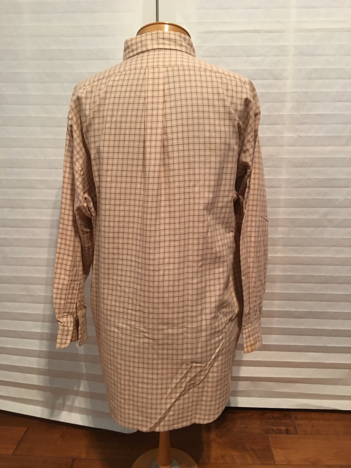 Polo RALPH LAUREN vestibilità classica beige marrone a quadri ricamata logo pony camicia L