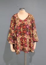 SHOW ME YOUR MUMU Burgundy Green Floral Boho Bell Sleeves Shift Mini Dress XS