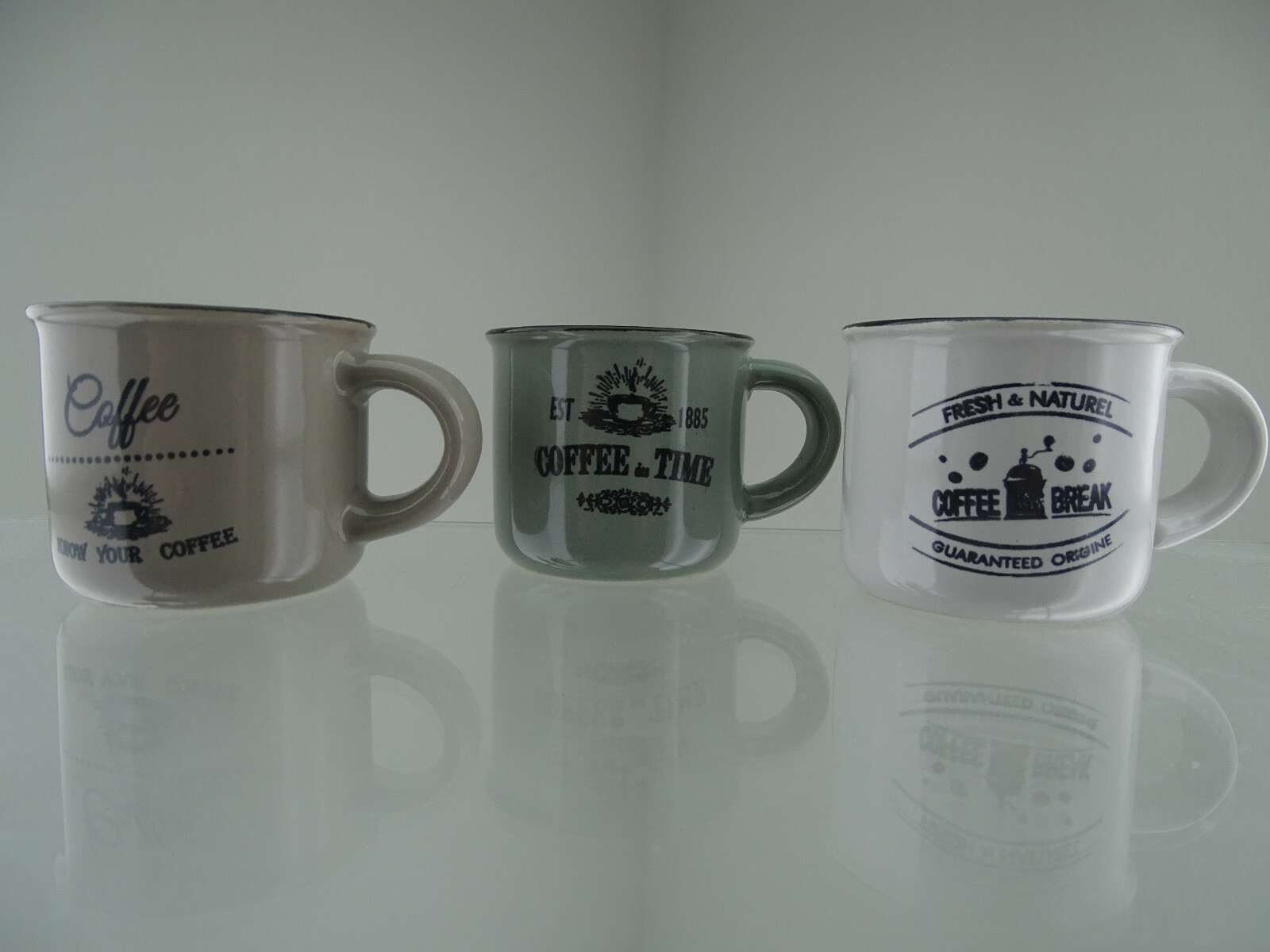 Tazas De Café Espresso Mocca 3 Piezas De Cerámica Estilo Rústico