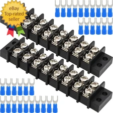 Terminal Block 2 Pack 8 Circuits 20-30A 200V-450V Dual Row Screw Terminals Strip
