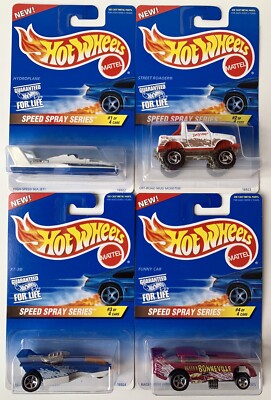1997 Hot Wheels Speed Spray 4-Car Set Hydroplane, Street Roader