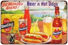 Sterling Beer and Hot dogs AD Vintage reproduction metal sign 8 x 12