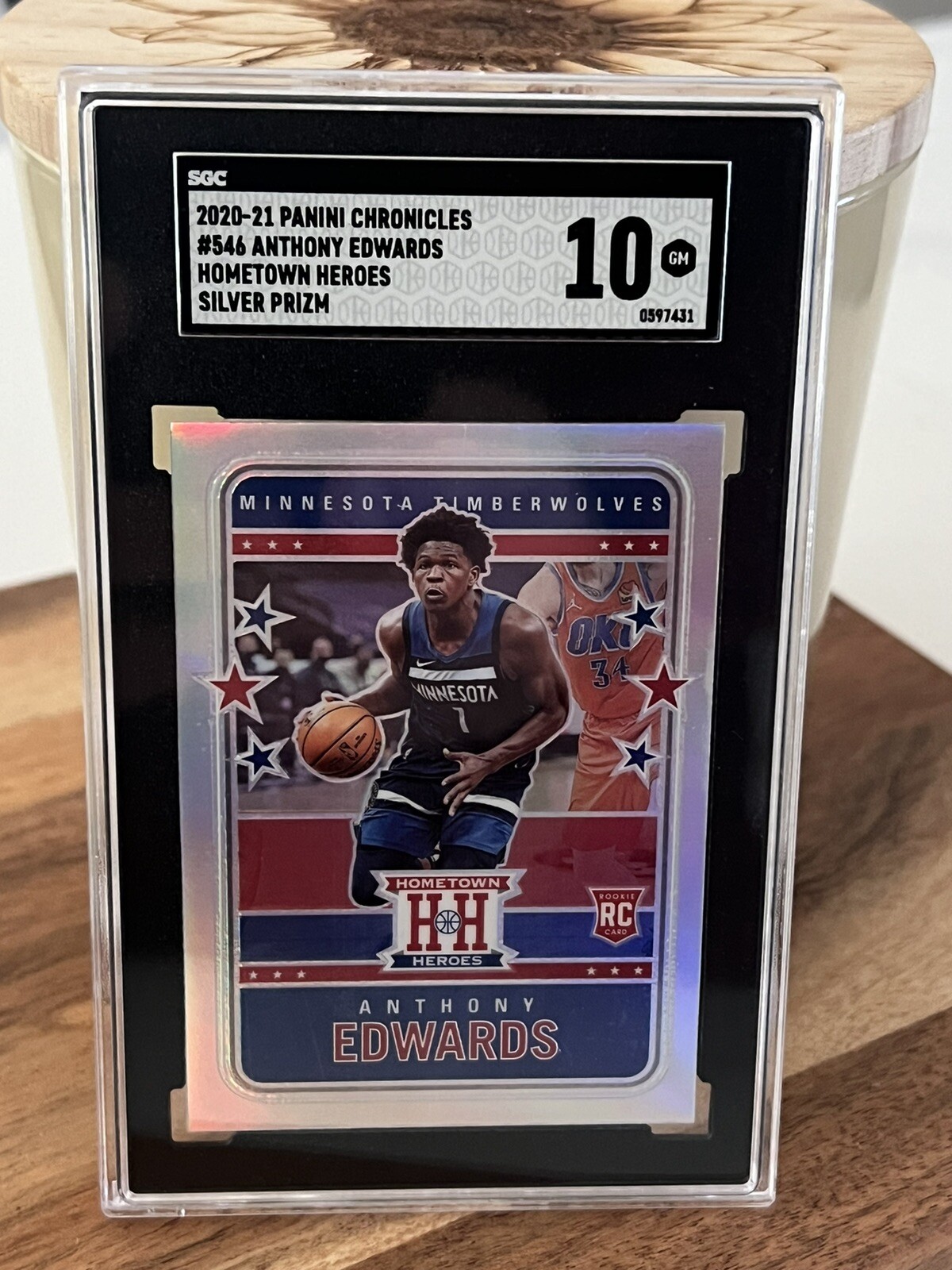 🔥2020 Anthony Edwards-Silver Prizm RC Rookie card SGC 10 gem-NBA-Wolves🔥