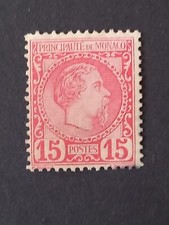 timbre Monaco 1885 Charles III 15 cts yt 5 neuf livraison gratuite