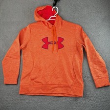 Under Armour Hoodie Sweatshirt Women s Large Orange Pink Loose Fit Pockets