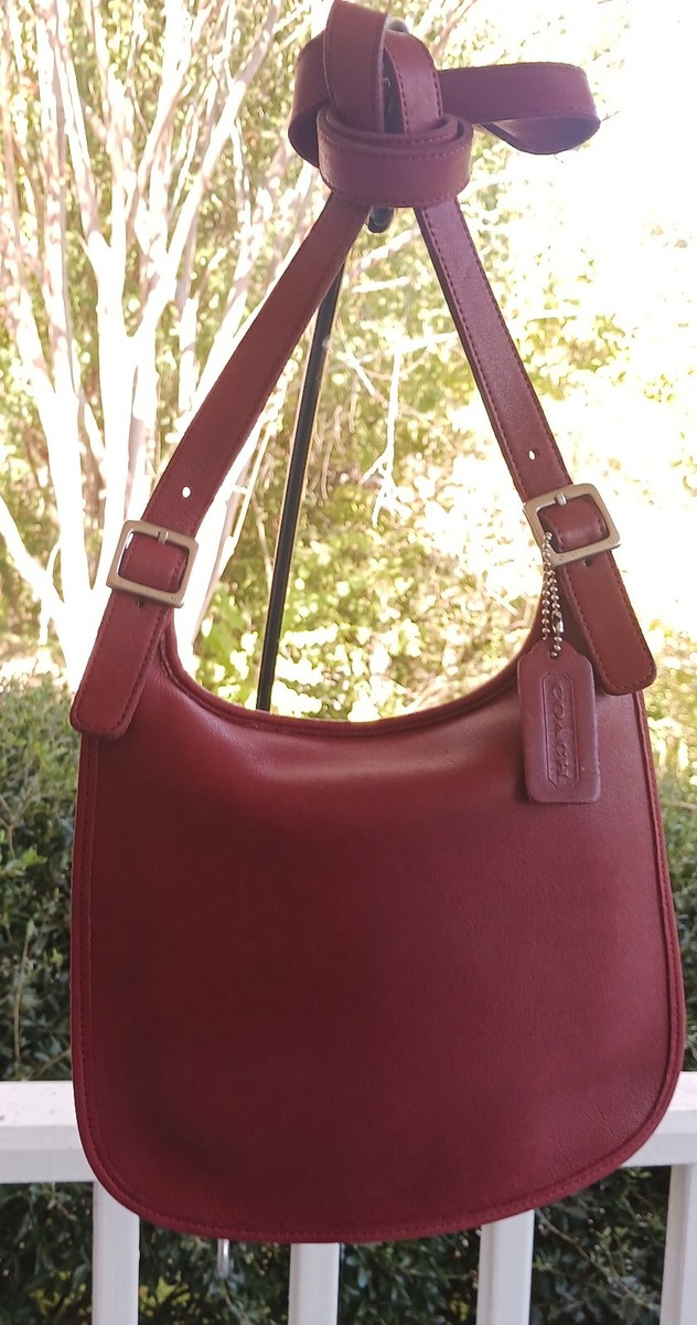 バッグ Vintage Coach Flap Lether Shoulder Red COACH Vintage Small Hippie Flap Red Luxury Soft Leather Slim