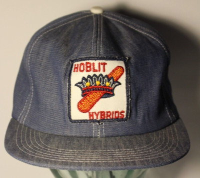 Vintage Hoblit Hybrids Corn Farm Patch Snapback Trucker Hat USA Atlanta Illinois