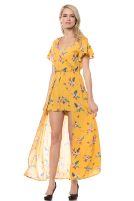 flare dress for women Yellow Fusion Flare Dress from Harmony Hues