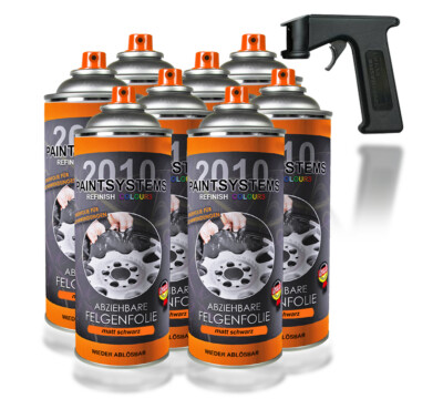 Felgenfolie SET matt schwarz 8x 400ml inkl. Spraygriff