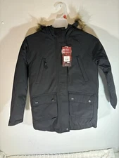 Swiss Tech Faux Fur Parka Jacket Black M7-8 