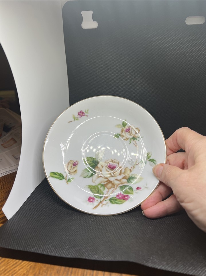 Vintage Lynmore Fine China Footed Cup & Saucer Golden Rose Pattern