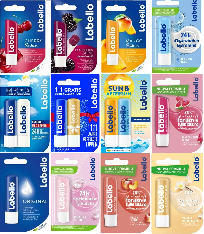 Labello Lip Balm -15 Type Classic Original BlackBerry Cherry Peach Hydro Men Med