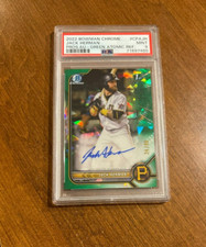 Jack Herman 2022 Bowman Chrome Prospect Green Atomic Auto Pirates /99 PSA 9