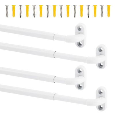 TYRON 4 Sash Curtain Rods Adjustable 8-12'' Mini Sidelight Window Rod White
